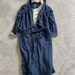 LL Bean Cozy Navy Hooded Robe